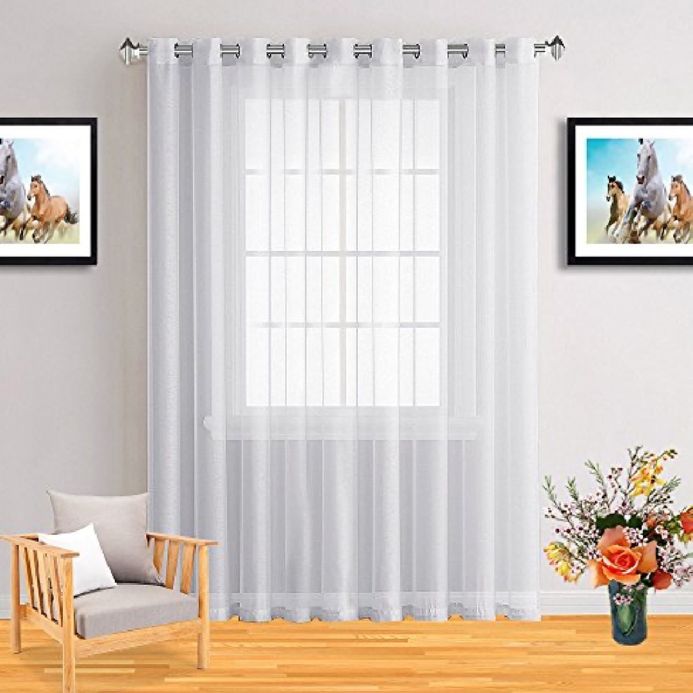 Caroline White 2 panels linen textured with 8 grommets each